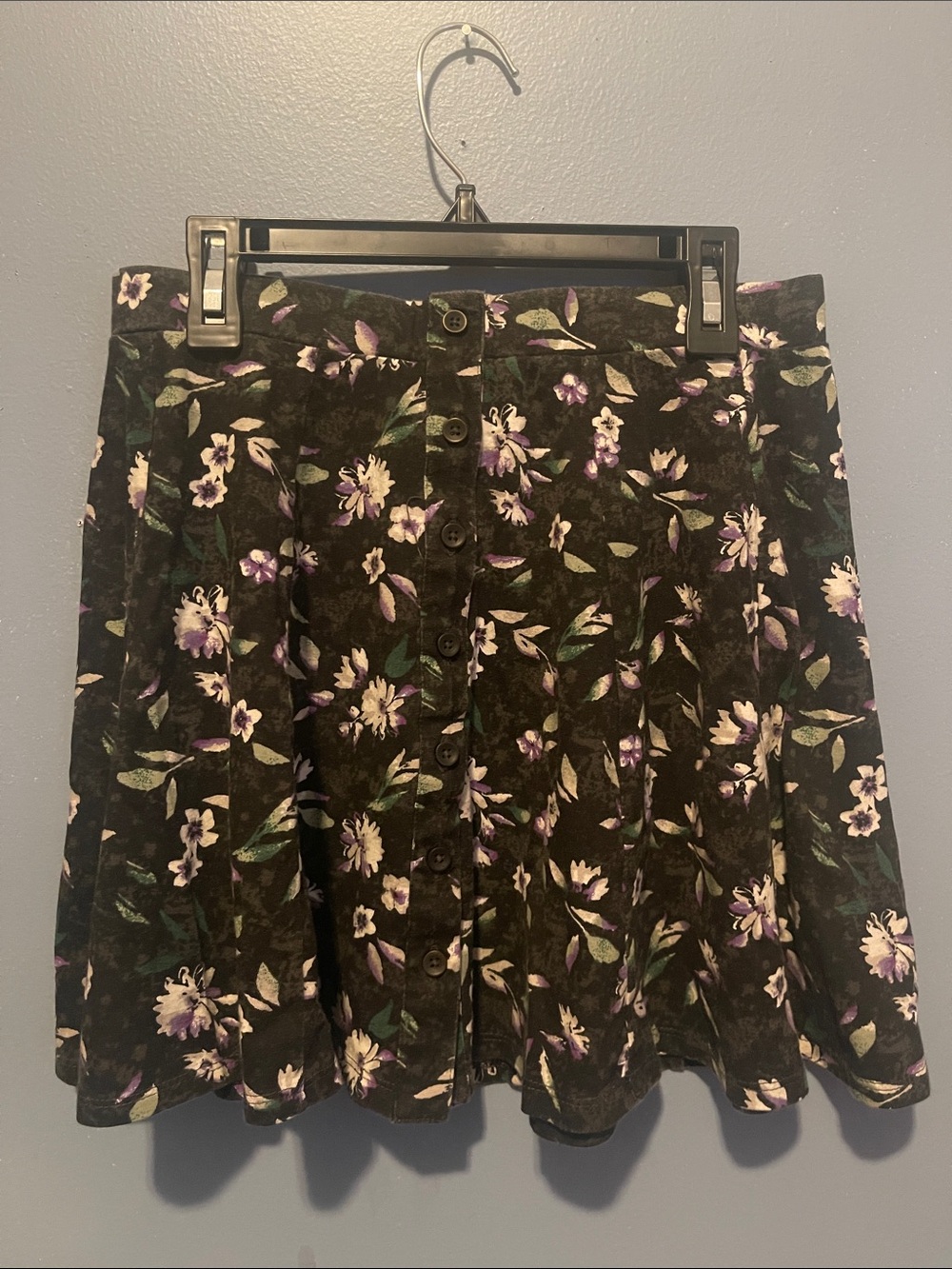 American Eagle Outfitters Black Floral Circle Skirt